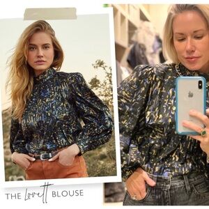 Hunter Bell Lovett Balloon Sleeve Blouse Retail $495 New Size Medium